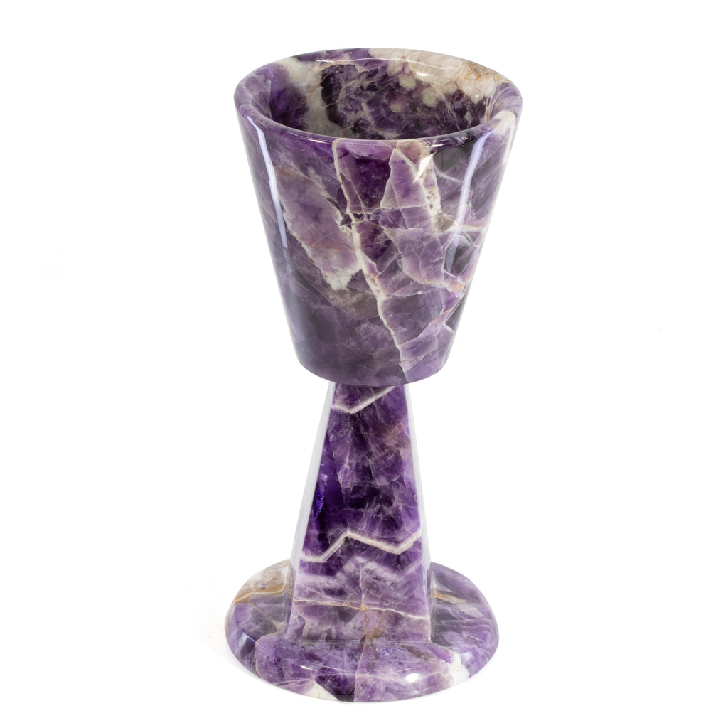 Chevron Amethyst 6.5 inch Handcrafted Crystal Goblet - CCR-071 - Crystalarium