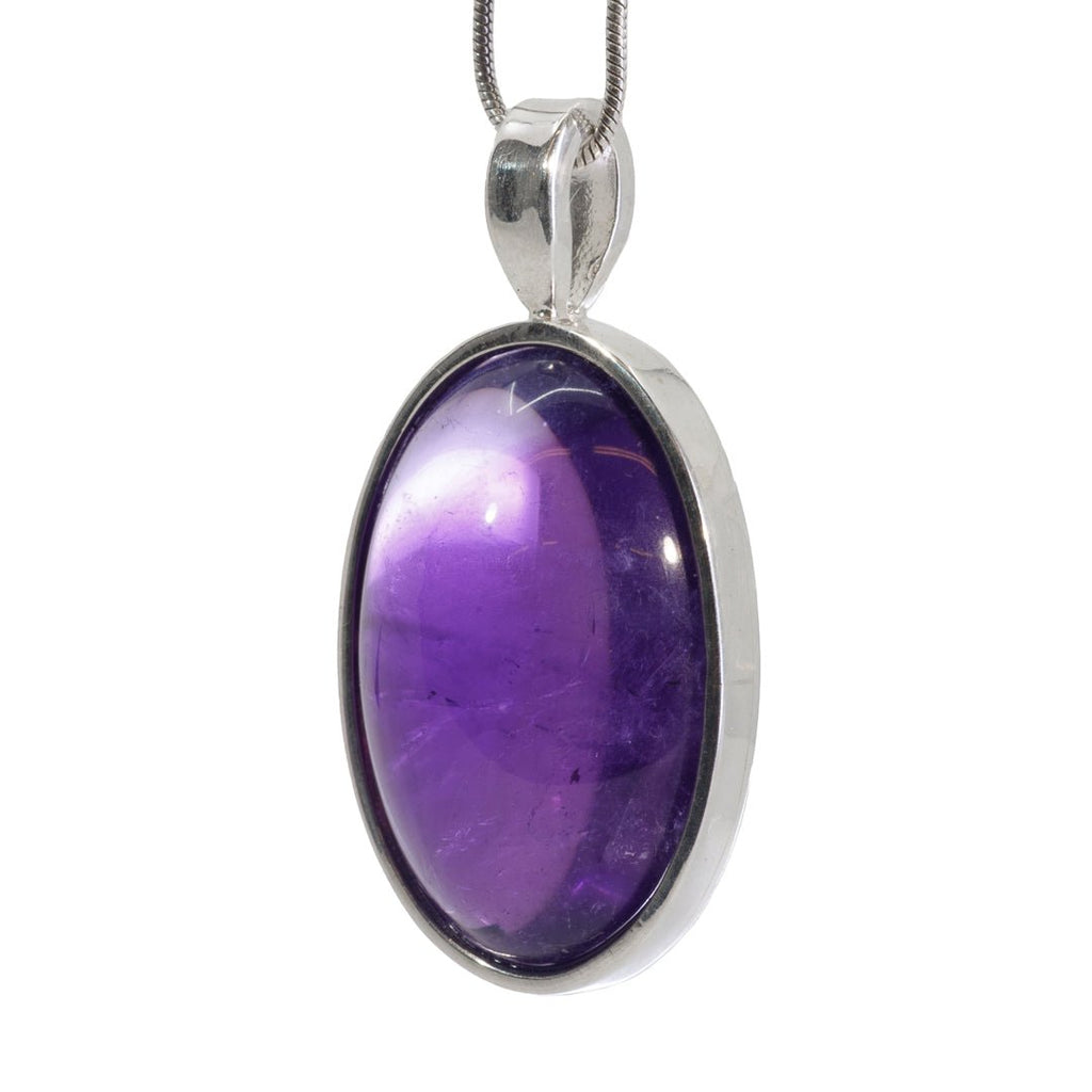 Amethyst 21.89 Carat Handcrafted Sterling Silver Oval Pendant - KKO-010 - Crystalarium