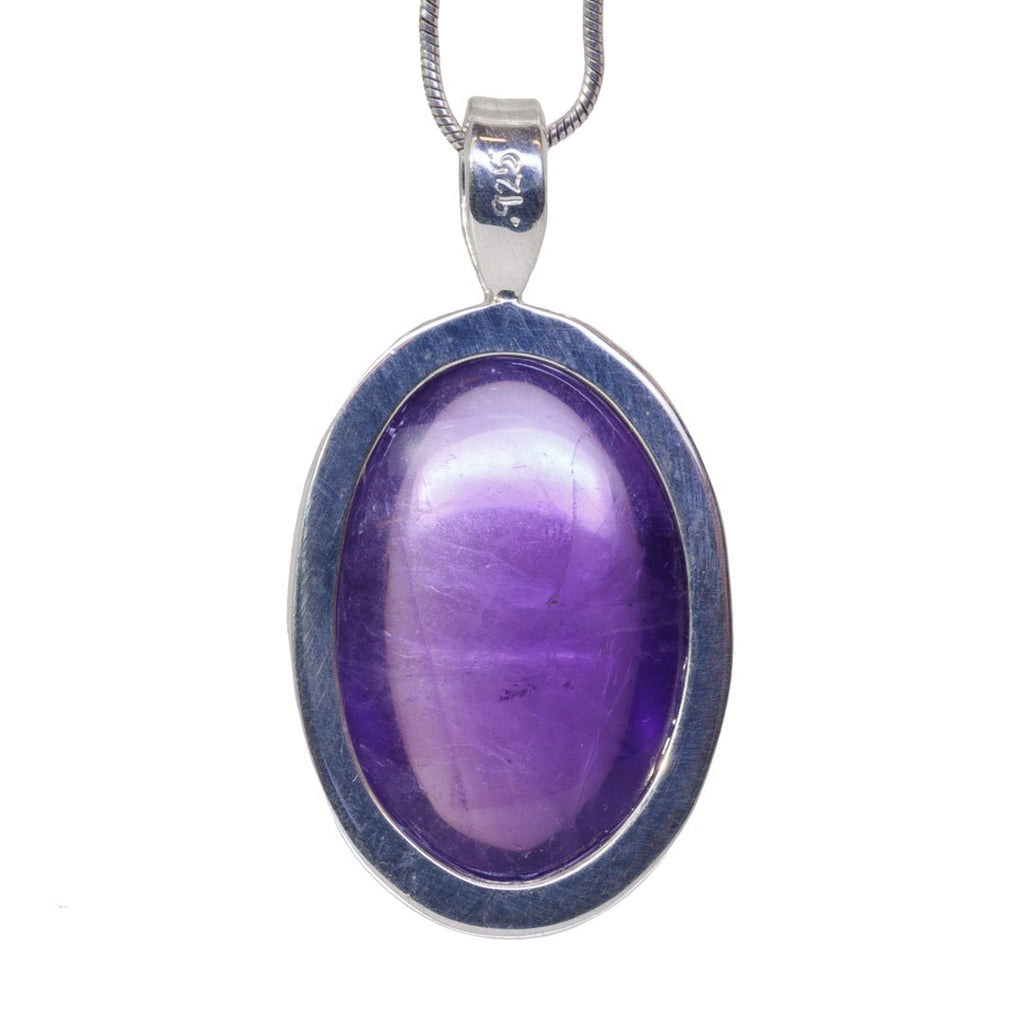 Amethyst 21.89 Carat Handcrafted Sterling Silver Oval Pendant - KKO-010 - Crystalarium
