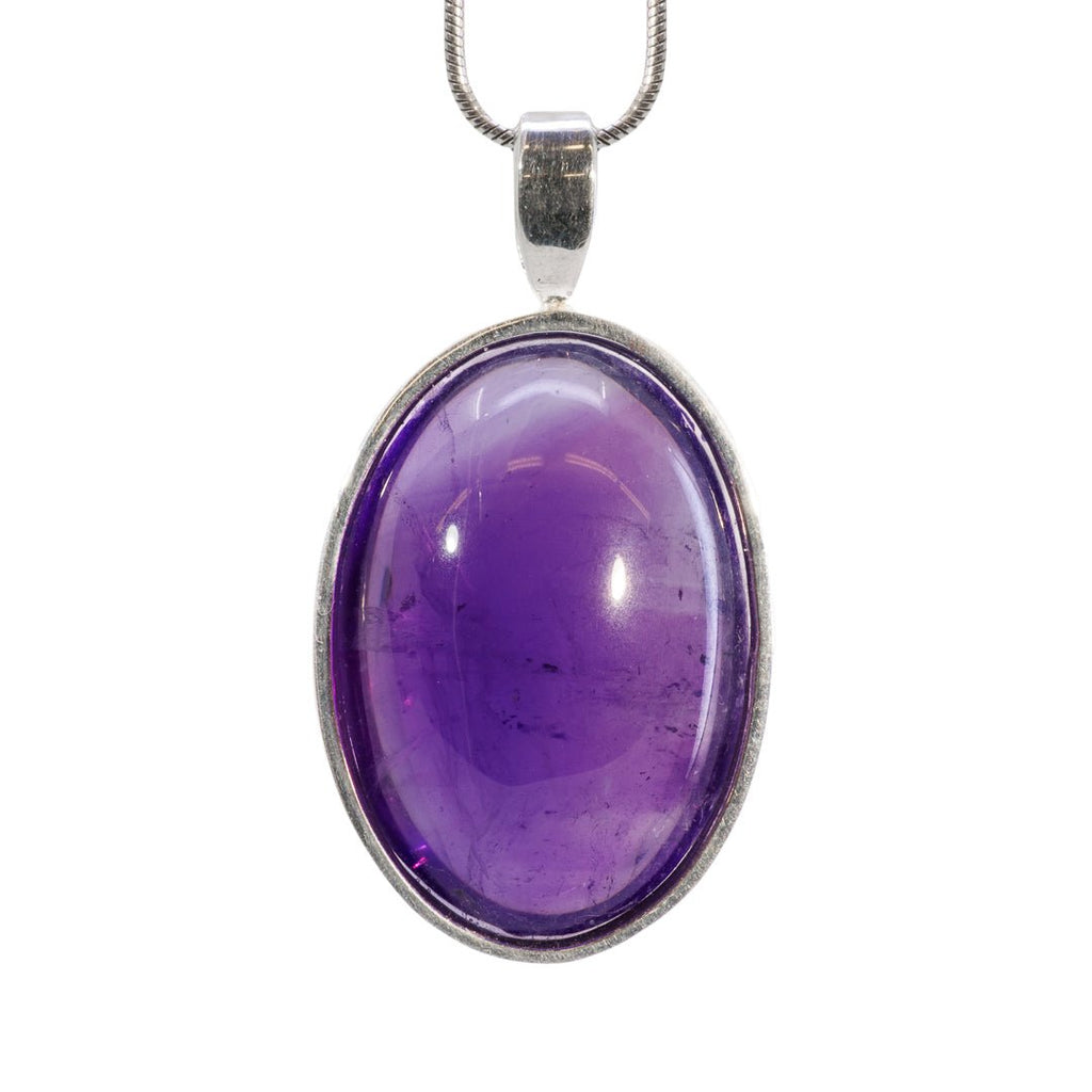 Amethyst 21.89 Carat Handcrafted Sterling Silver Oval Pendant - KKO-010 - Crystalarium