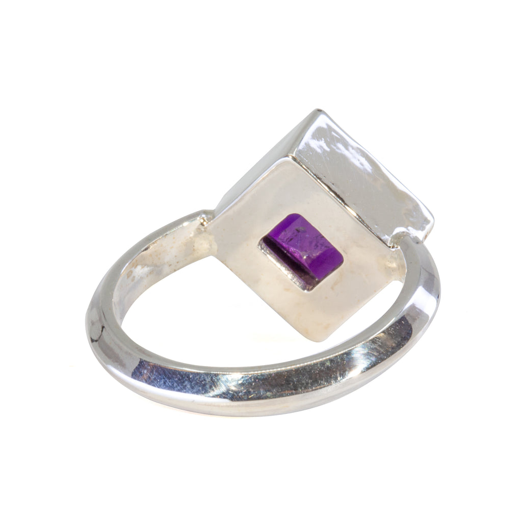 Amethyst 5.18 Carat Square Faceted Sterling Silver Handcrafted Gemstone Ring - JJO-118 - Crystalarium