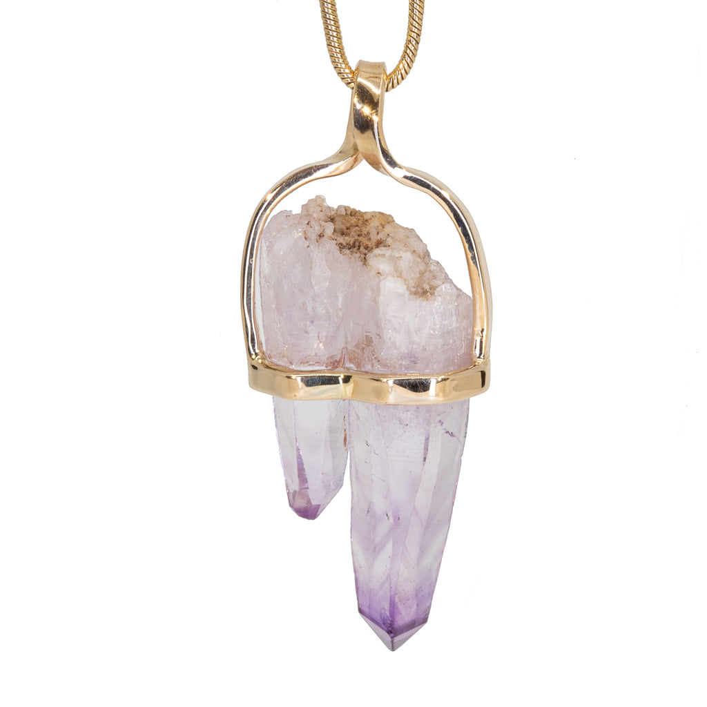 Veracruz Amethyst 10.5 Carat Natural Crystal 14K Handcrafted Twist Pendant - JJO-065 - Crystalarium