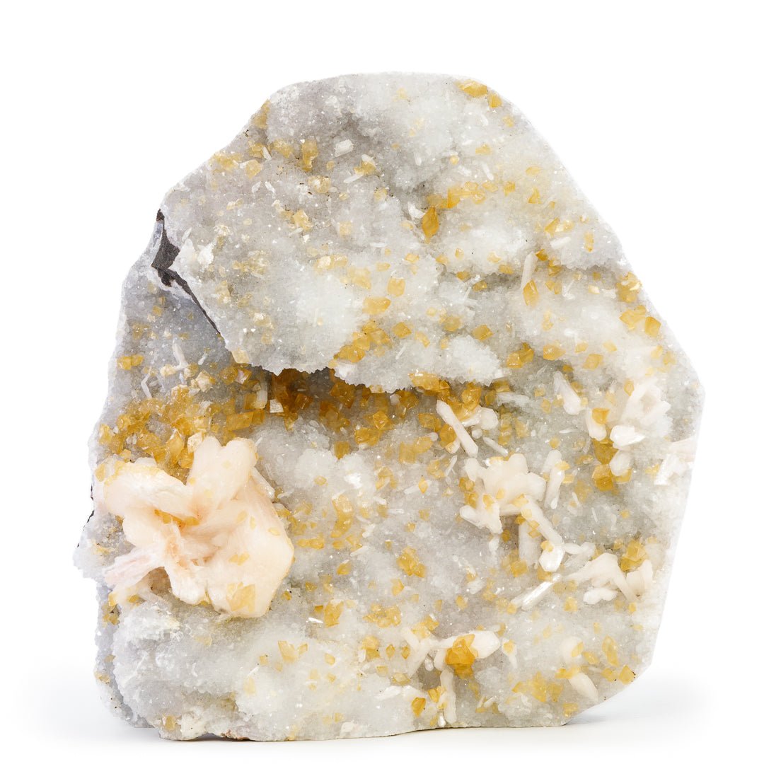 Aphophyllite, Stilbite, and Calcite 7.4 Inch 5.6lb Natural Crystal Specimen - India - KKX-434 - Crystalarium