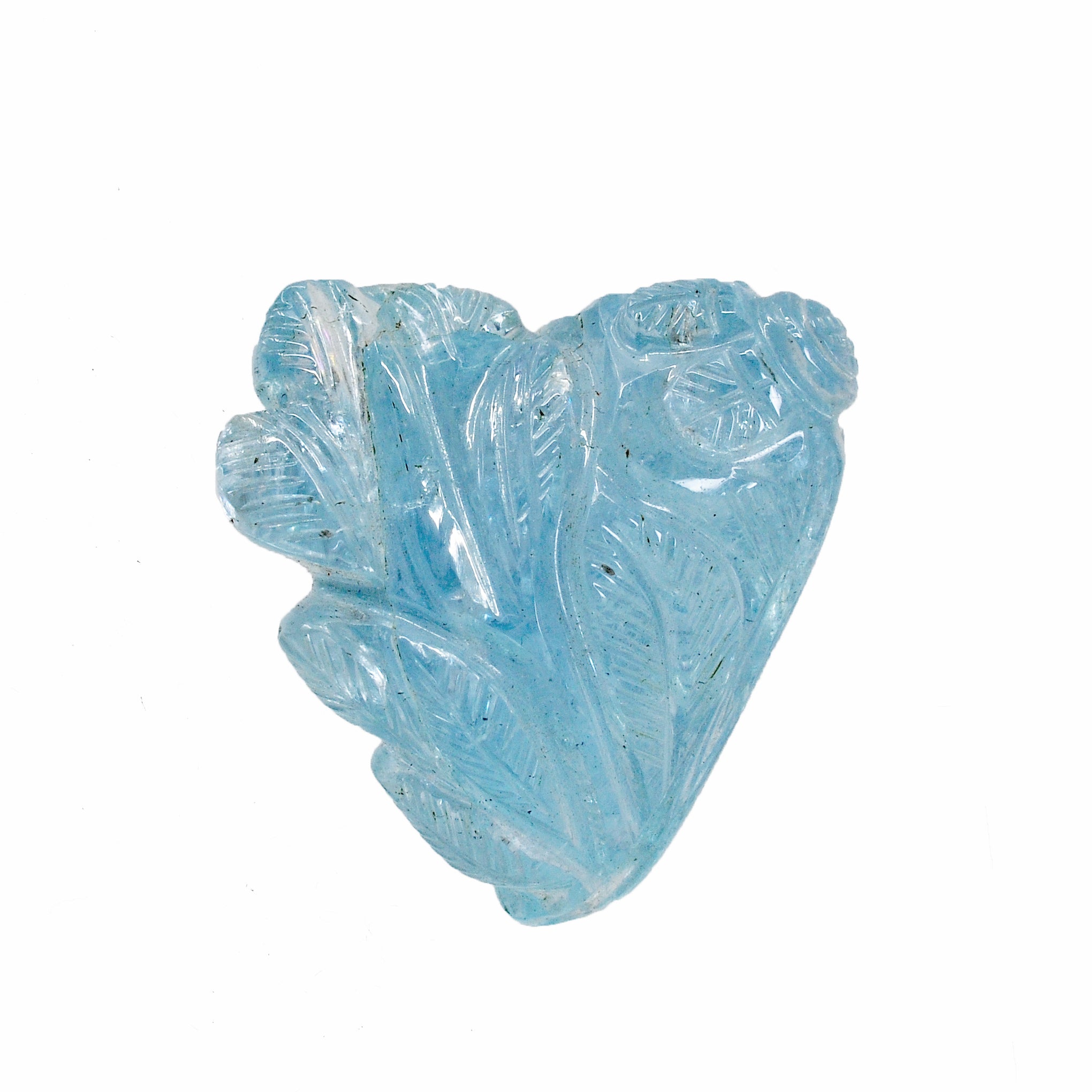 Aquamarine 0.91 inch 7.8 gram Natural Gem Crystal Leaf Carving - LF-021 - Crystalarium