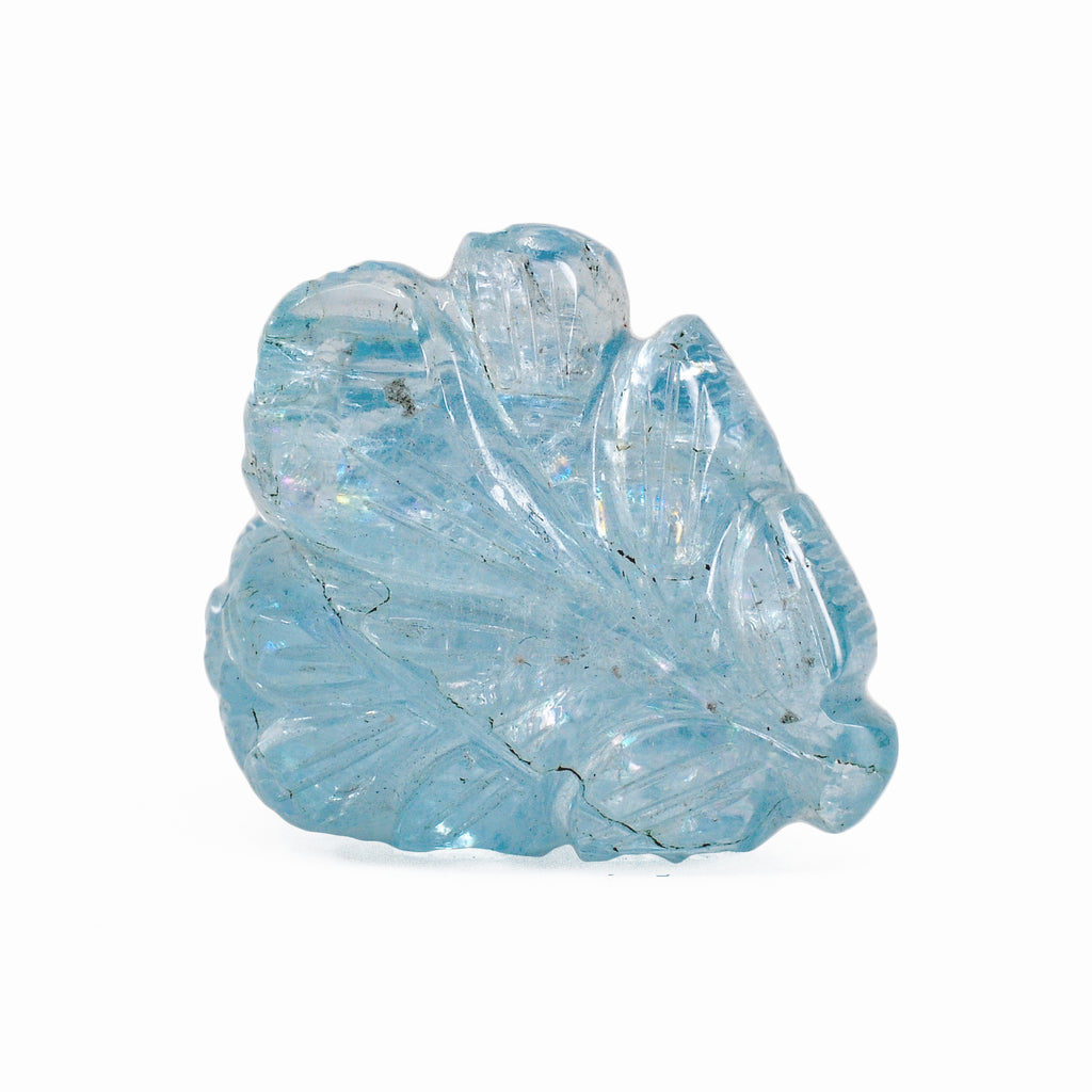 Aquamarine 0.91 inch 7.8 gram Natural Gem Crystal Leaf Carving - LF-021 - Crystalarium