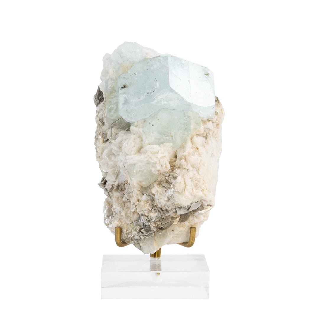 Aquamarine 3.58 Inch 301 Gram Natural Double Terminated Gem Crystal on Matrix - Afghanistan - EEX-085 - Crystalarium