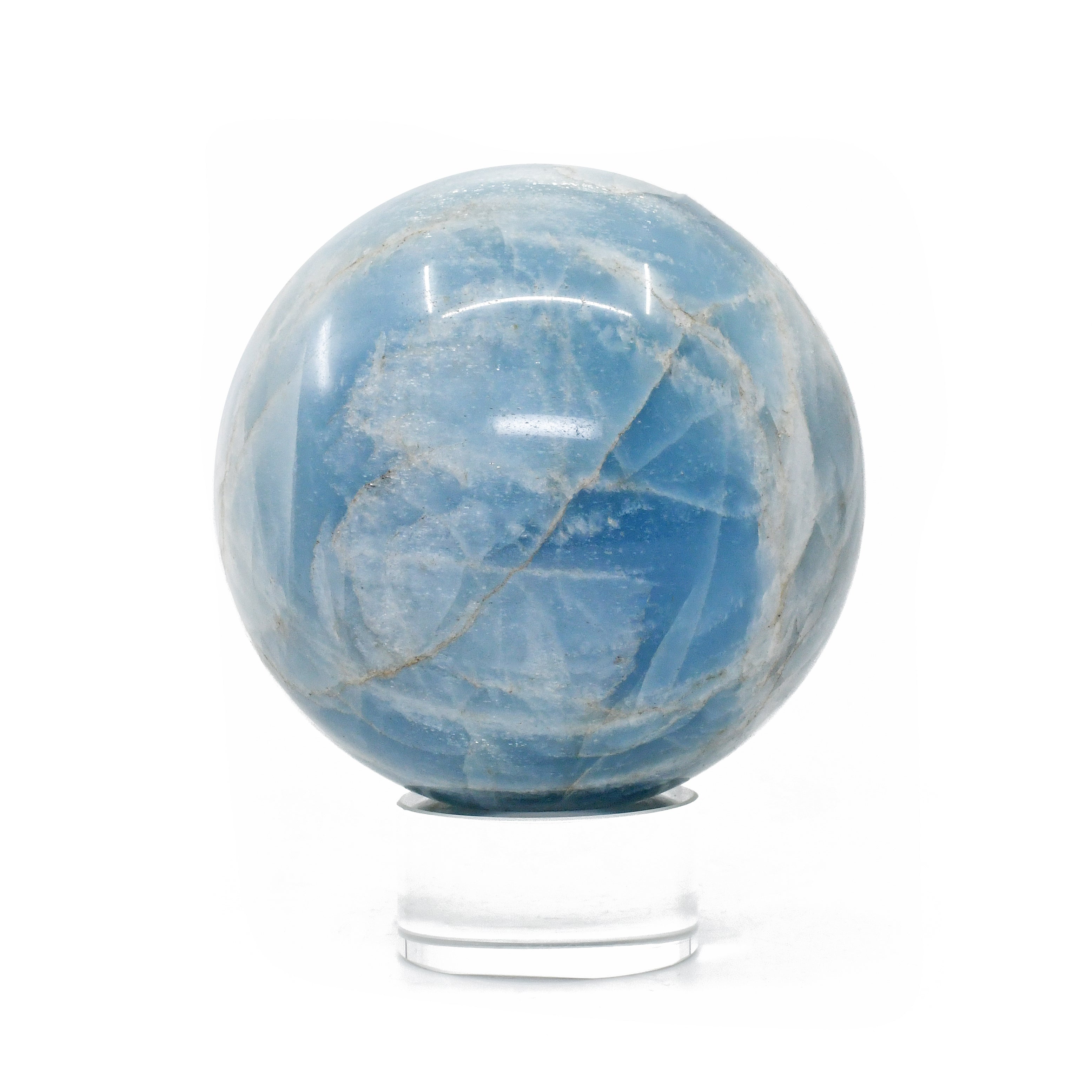 Aquamarine 3.14 inch 1.66 lbs Polished Gemstone Crystal Sphere - India - VL-255 - Crystalarium