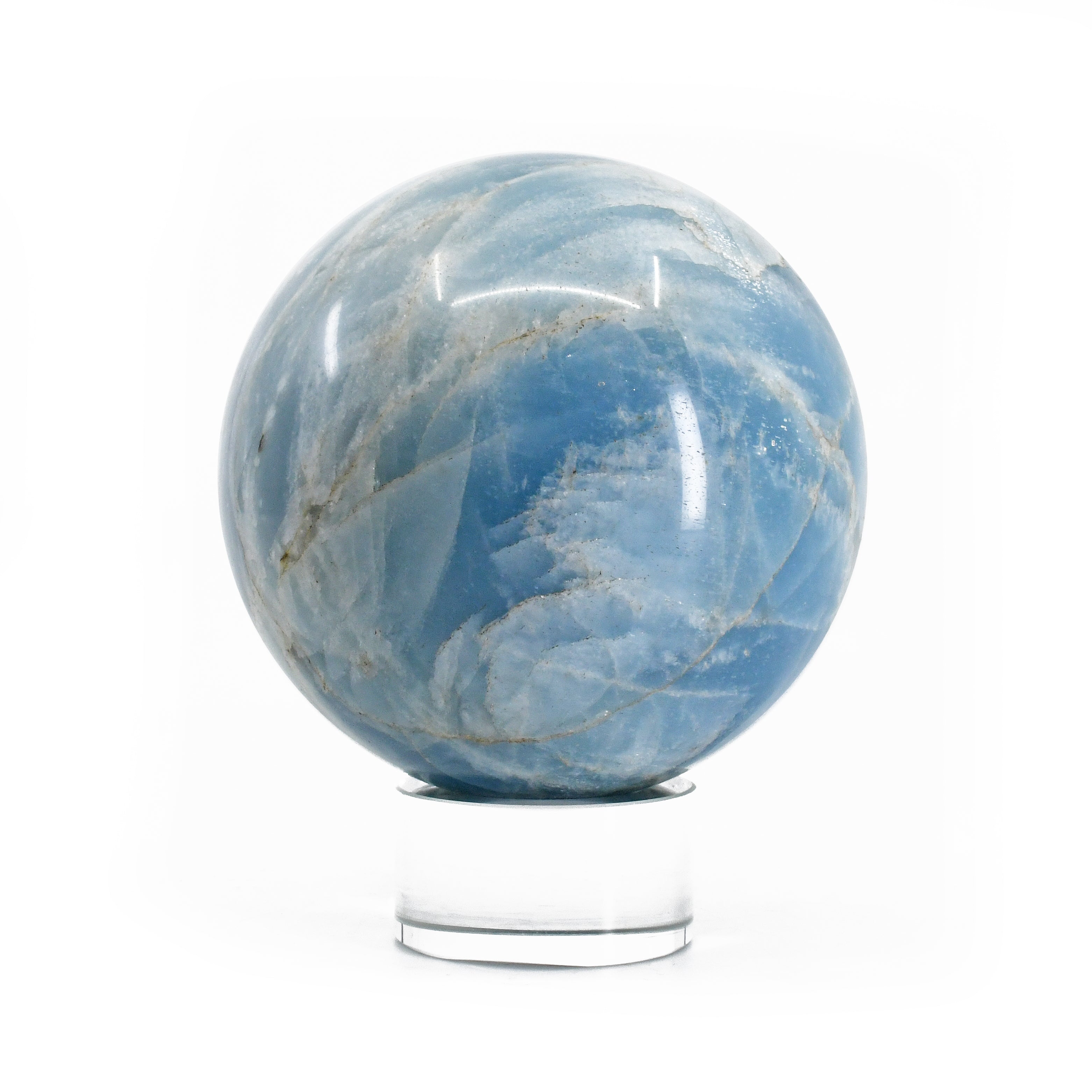 Aquamarine 3.14 inch 1.66 lbs Polished Gemstone Crystal Sphere - India - VL-255 - Crystalarium