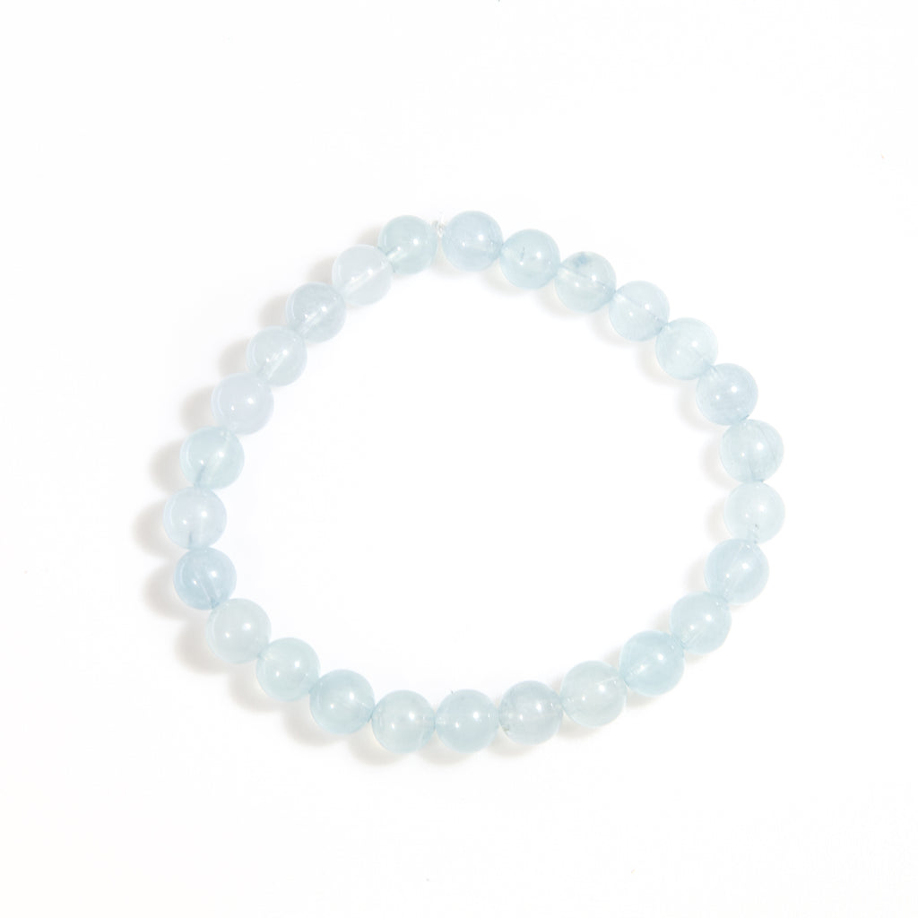Aquamarine 8mm Beaded Bracelet - JJW-048 - Crystalarium