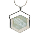 Aquamarine 51.5ct Gem Crystal Slice Sterling Silver Handcrafted Honeycomb Pendant - JJO-062 - Crystalarium