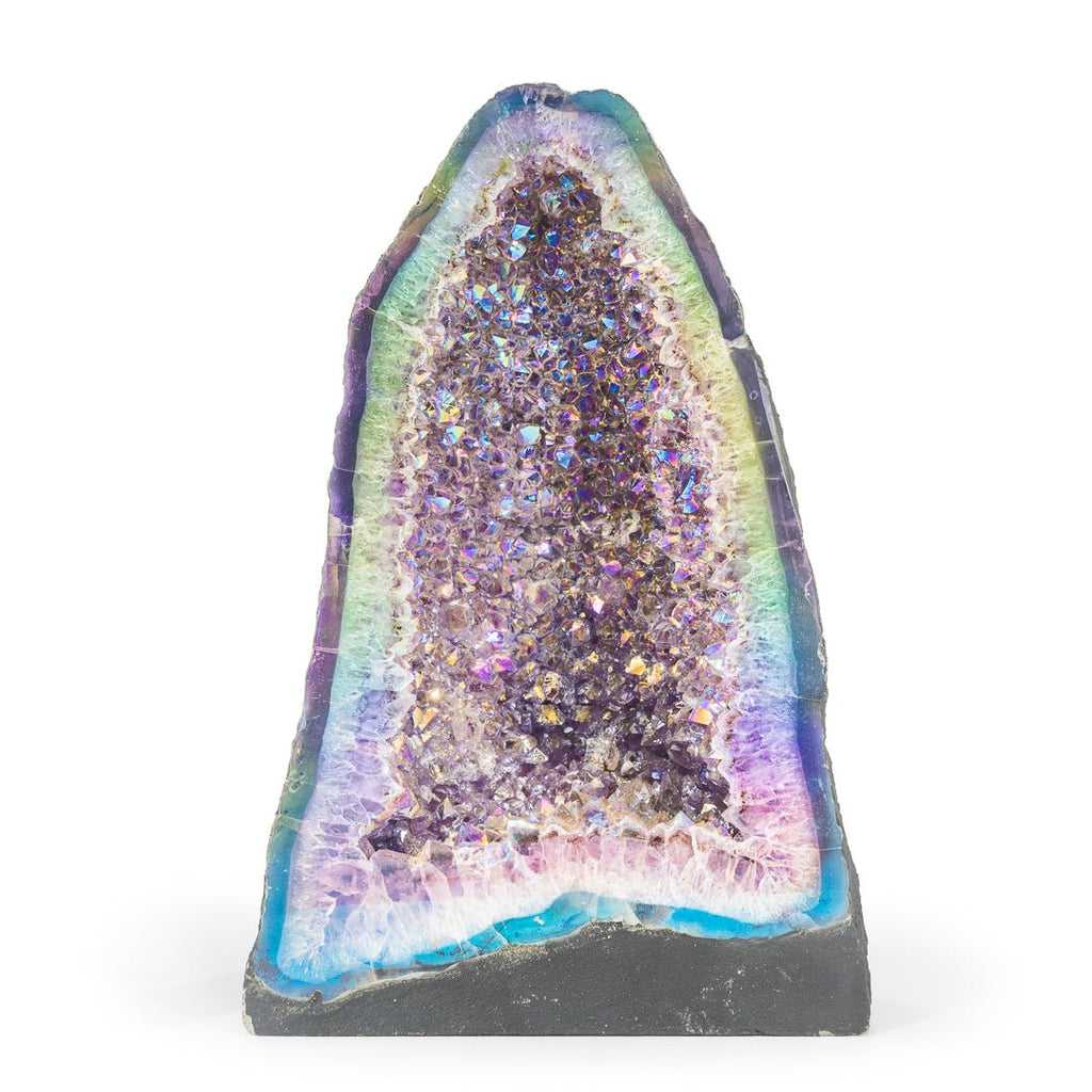 Aura Quartz 11.9 Inch 18.8lb Crystal Geode - Brazil - KKX-314 - Crystalarium