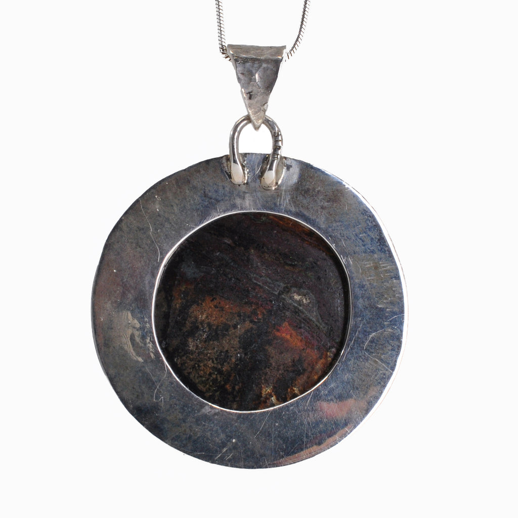 Azurite with Malachite 25.35 mm 40.86 carats Oval Cabochon Sterling Silver Handcrafted Pendant - EEO-194 - Crystalarium