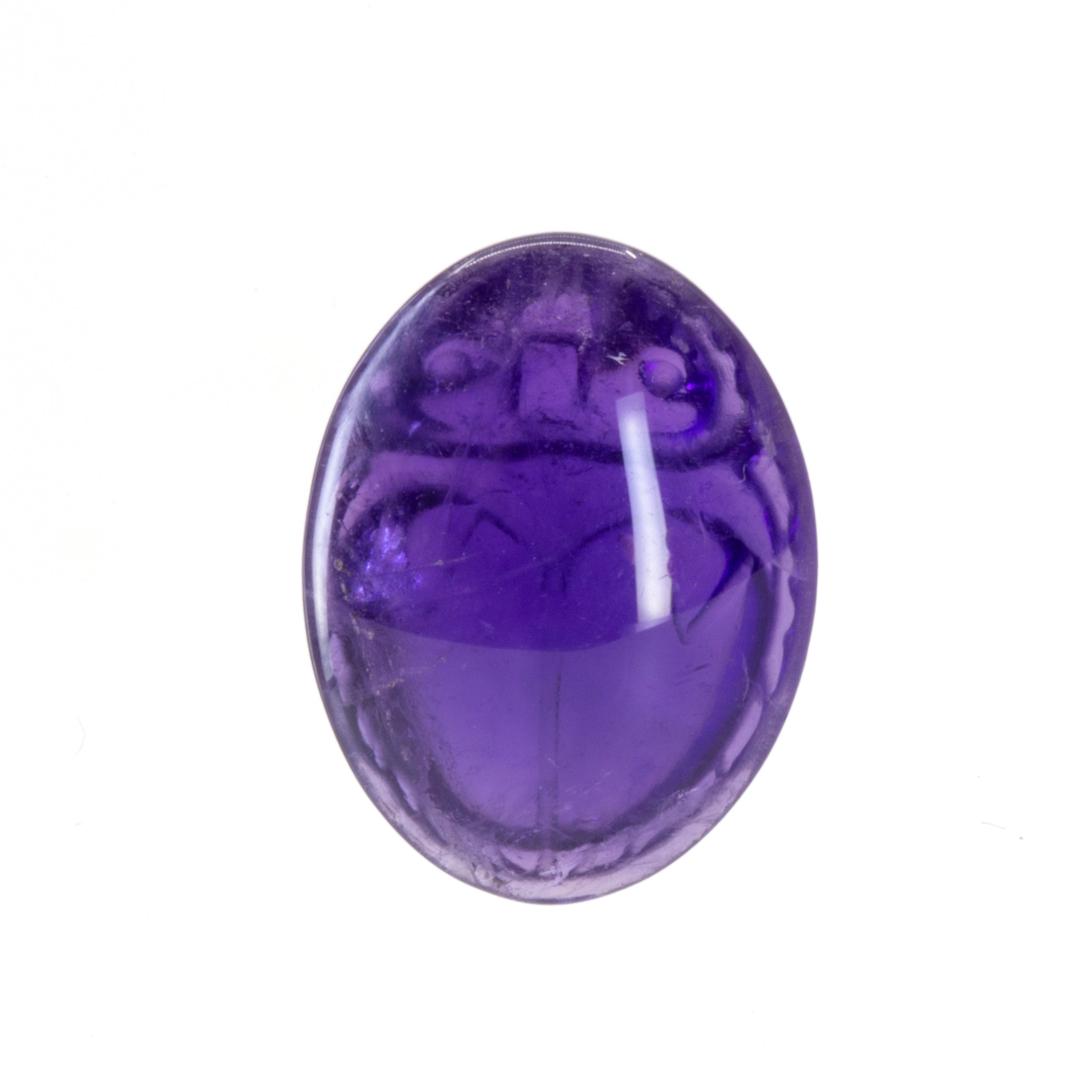 African Amethyst 11.53mm 15.3ct Carved Gemstone Scarab - BBF-012 - Crystalarium