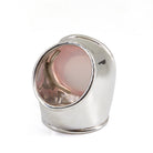 Rose Quartz 76.56ct Cabochon Sterling Silver Handcrafted Ring - BBO-132 - Crystalarium