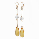 Citrine with Quartz 91.44mm 53.44 ct Faceted Briolette Handcrafted 14K Gemstone Earrings - ZO-213 - Crystalarium