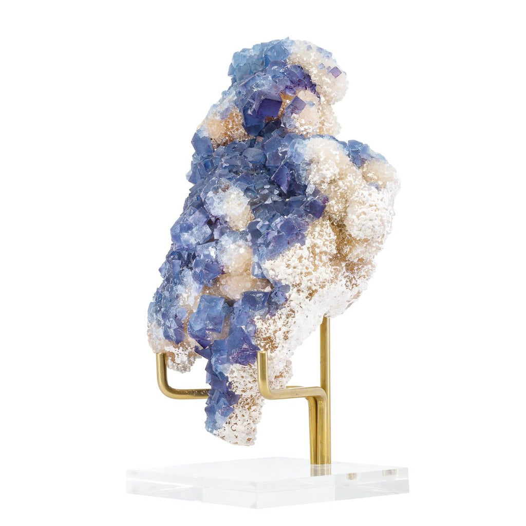 Blue Fluorite on Quartz 7.6 Inch 3.36lb Natural Crystal Specimen - Blanchard Mine, New Mexico - KKX-278 - Crystalarium
