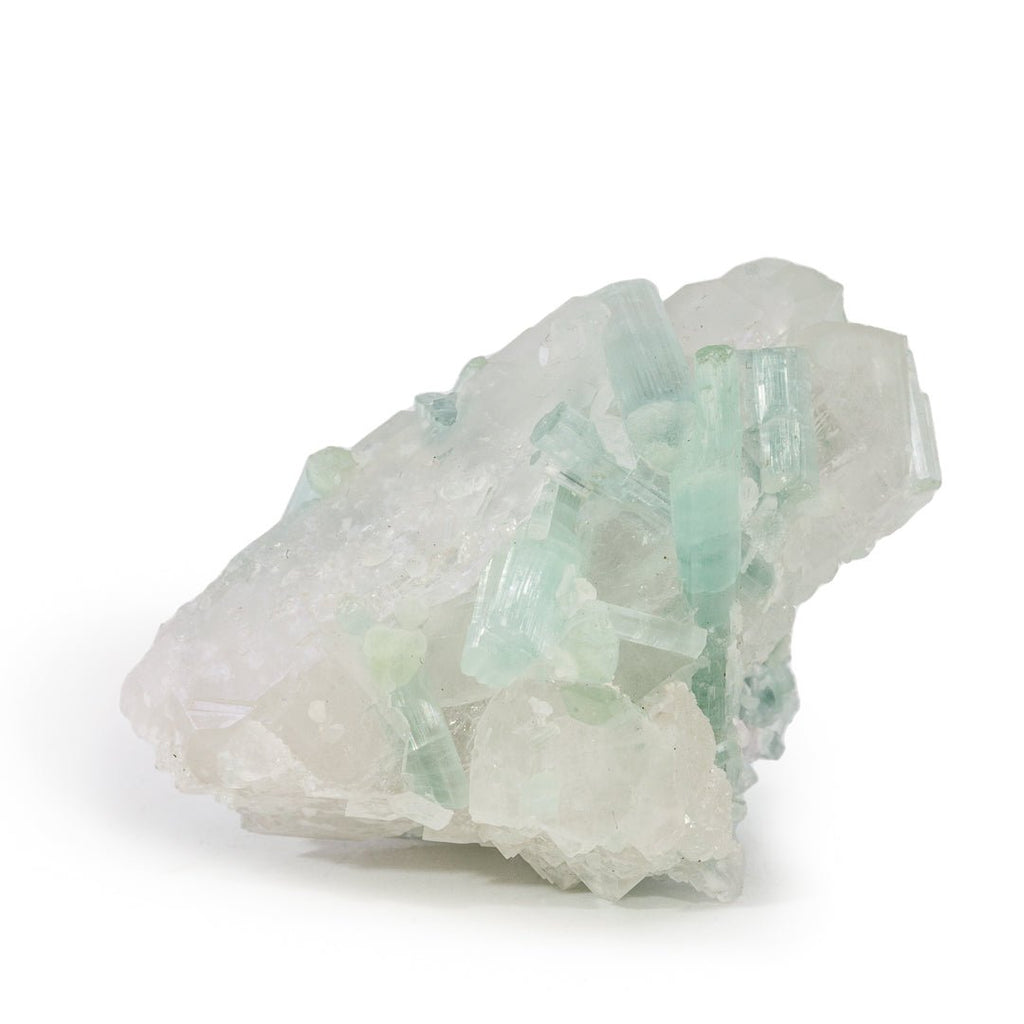 Blue Tourmaline on Quartz 1.68 Inch 49.2 Gram Gram Natural Crystal - Afghanistan - KKX-373 - Crystalarium