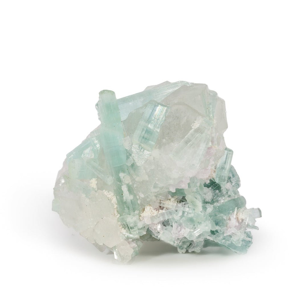 Blue Tourmaline on Quartz 1.68 Inch 49.2 Gram Gram Natural Crystal - Afghanistan - KKX-373 - Crystalarium