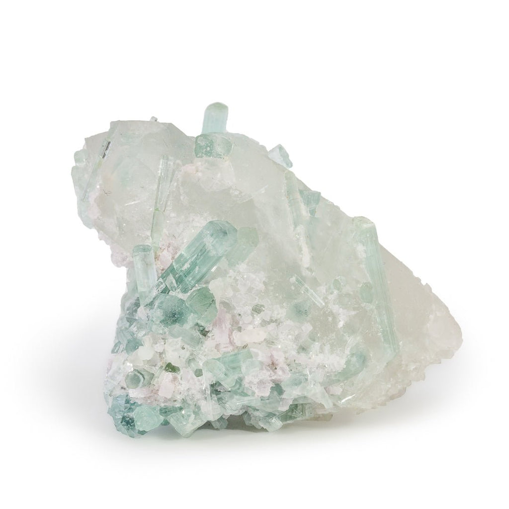 Blue Tourmaline on Quartz 1.68 Inch 49.2 Gram Gram Natural Crystal - Afghanistan - KKX-373 - Crystalarium