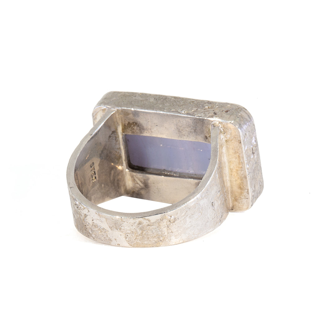 Blue Lace Agate 12.24 Carat Sterling Silver Handcrafted Ring - yo-307 - Crystalarium