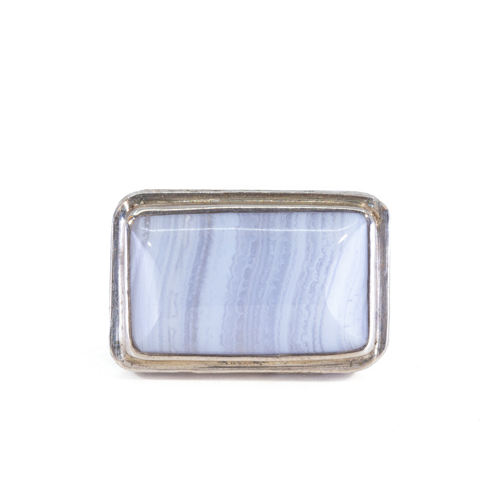 Blue Lace Agate 12.24 Carat Sterling Silver Handcrafted Ring - yo-307 - Crystalarium
