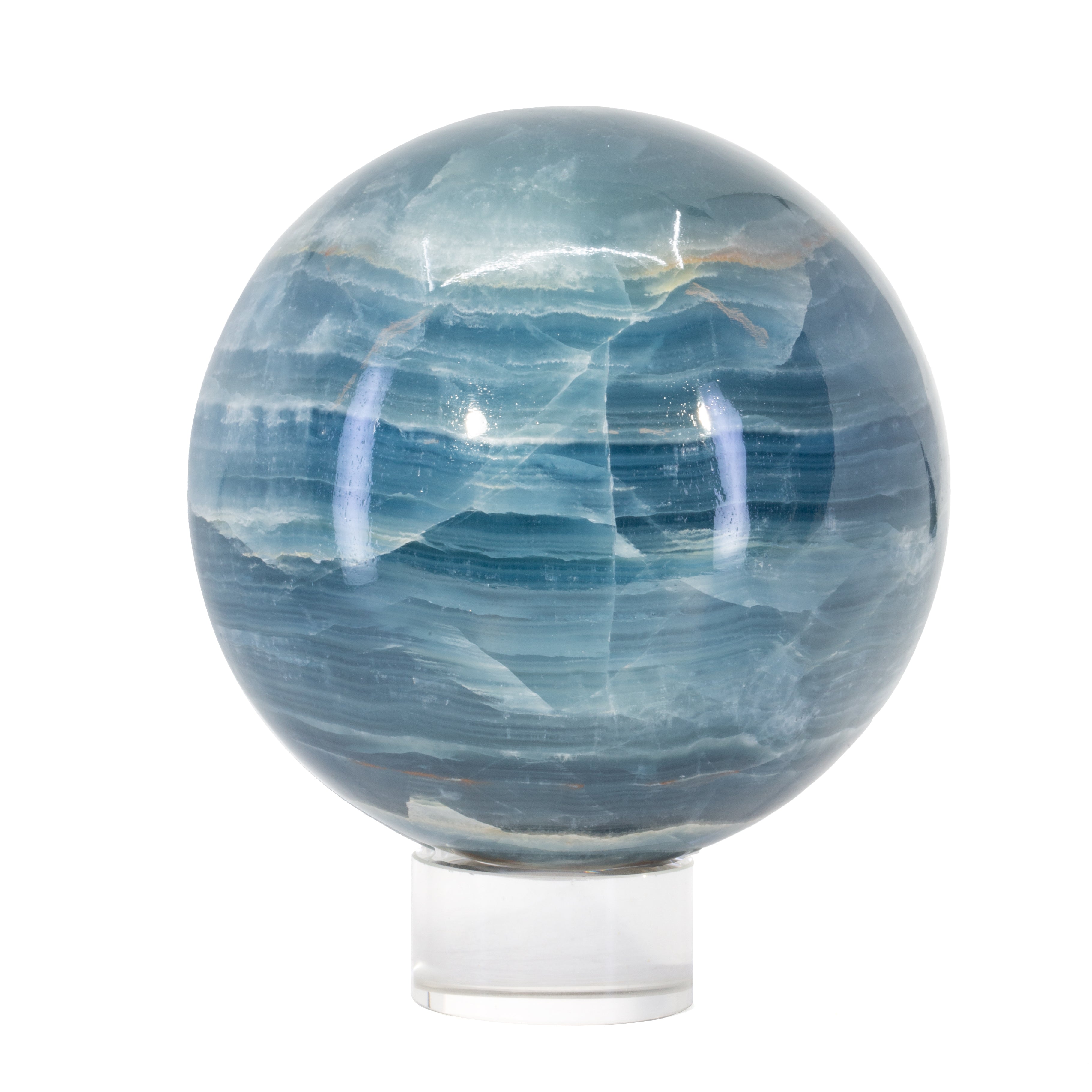 Blue Onyx 3.2lb 3.9 inch Polished Crystal Sphere - Argentina - JJL-048 - Crystalarium