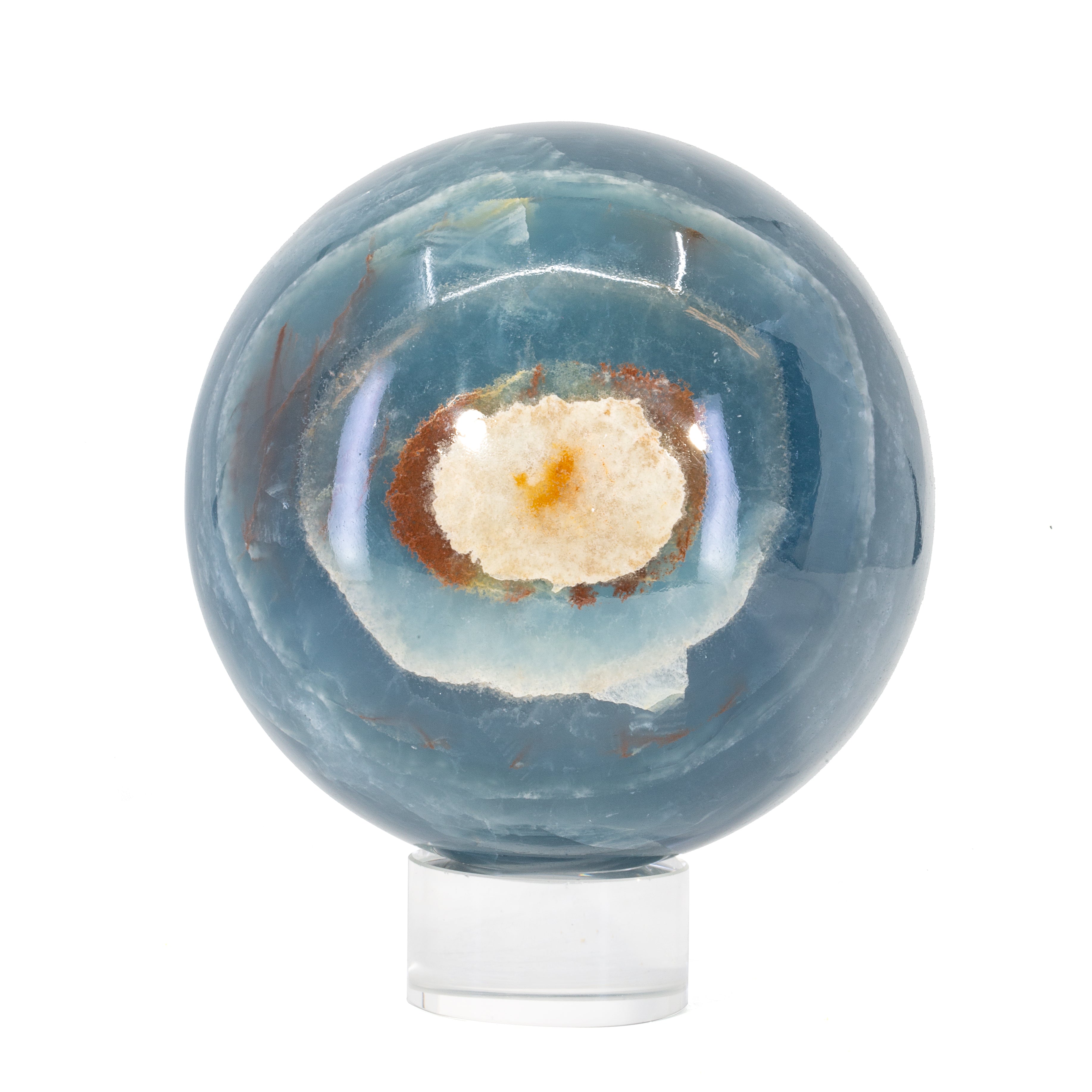 Blue Onyx 3.2lb 3.9 inch Polished Crystal Sphere - Argentina - JJL-048 - Crystalarium