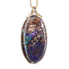 Boulder Opal 44.3 carat Handcrafted 14k Cabochon Pendant - HHO-195 - Crystalarium