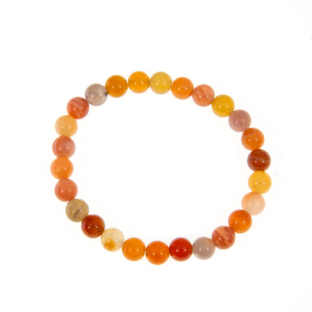 Carnelian 8mm Beaded Bracelet - JJW-021 - Crystalarium