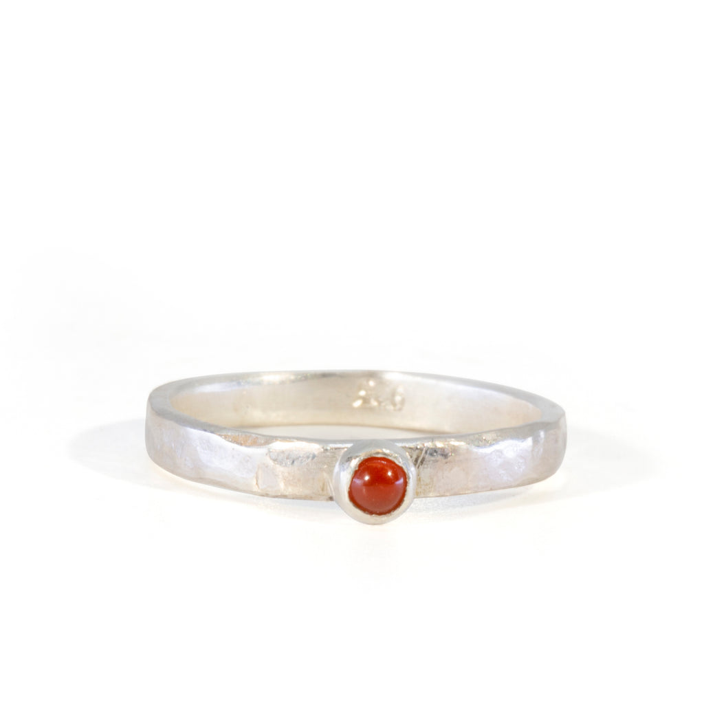Carnelian Stackable Sterling Silver Handcrafted Ring - Ceci Greco Designs - JJW-124D - Crystalarium