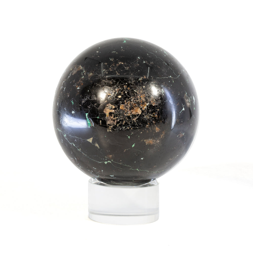 Black Tourmaline with Chrysocolla 3 inch 1.67lb Polished Crystal Sphere - Peru - CCL-018 - Crystalarium