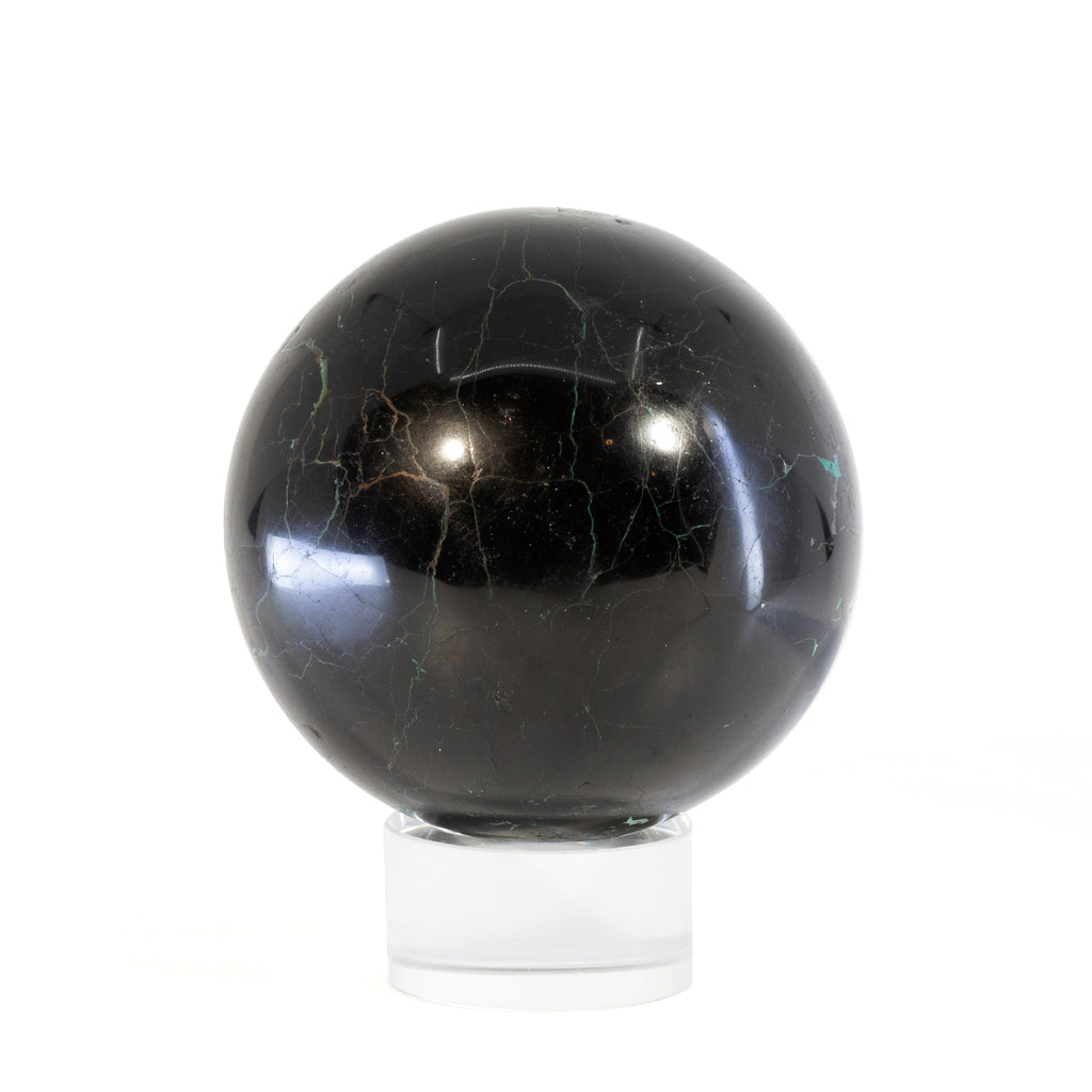 Black Tourmaline with Chrysocolla 3 inch 1.67lb Polished Crystal Sphere - Peru - CCL-018 - Crystalarium