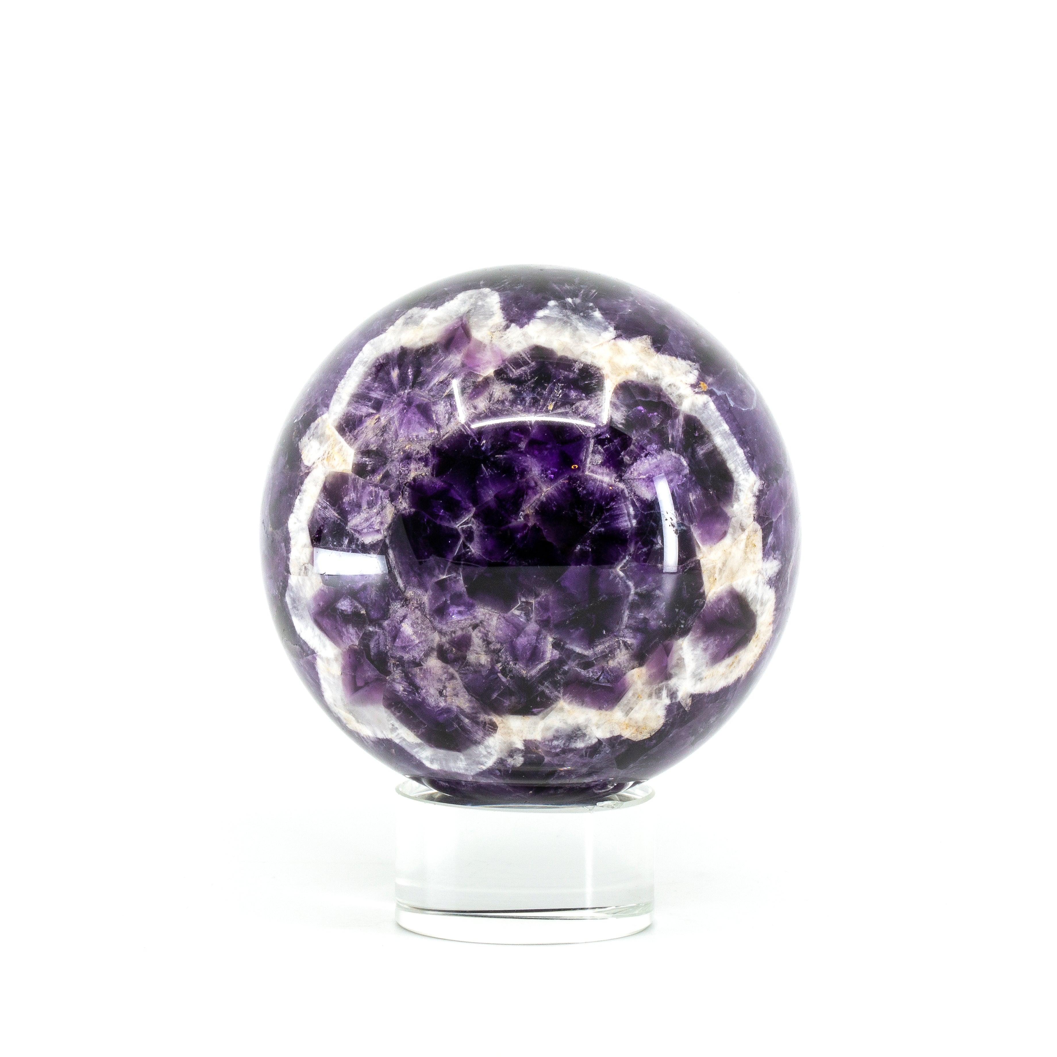 Amethyst ' Flower ' 3 inch 1.46 lb Polished Crystal Sphere - Tanzania - CCL-173 - Crystalarium