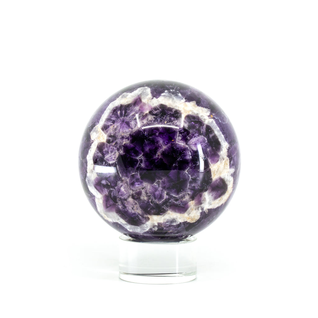 Amethyst ' Flower ' 3 inch 1.46 lb Polished Crystal Sphere - Tanzania - CCL-173 - Crystalarium