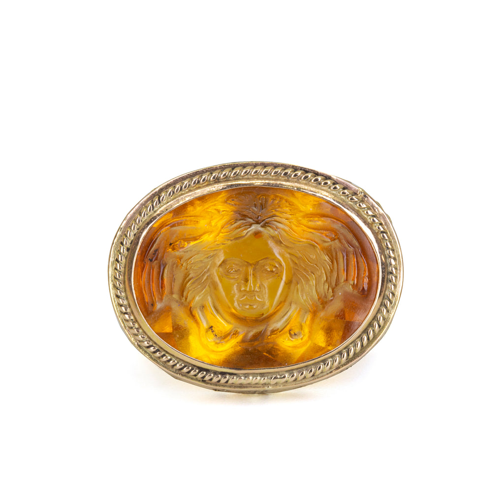 Citrine 14.37ct Carved Mercury Handcrafted 14k Gemstone Ring - CCO-264 - Crystalarium