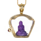 Sugilite Buddha Carving with Ruby 18K Handcrafted Hinged Altar Pendant - CCO-324 - Crystalarium