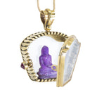 Sugilite Buddha Carving with Ruby 18K Handcrafted Hinged Altar Pendant - CCO-324 - Crystalarium