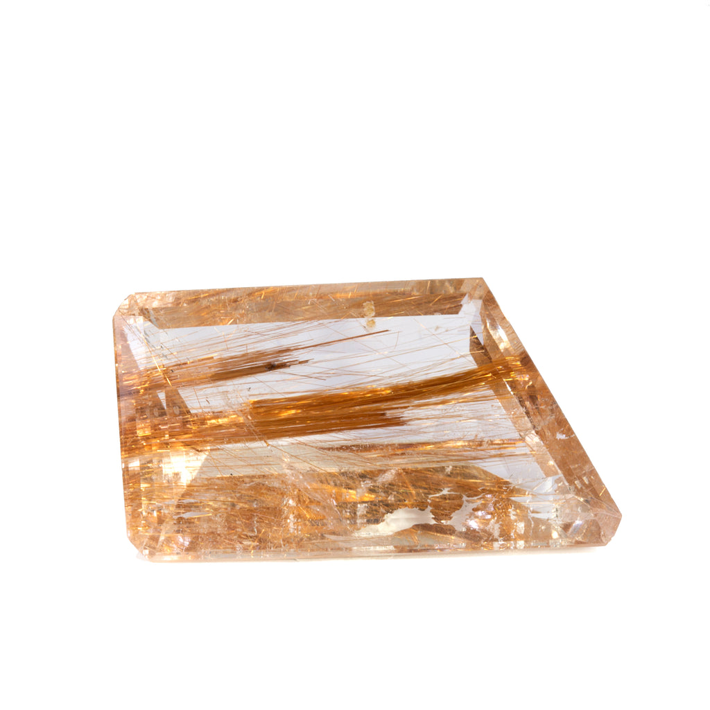 Rutilated Quartz 59.5 carat Asymmetrical Faceted Gemstone - CCV-114 - Crystalarium