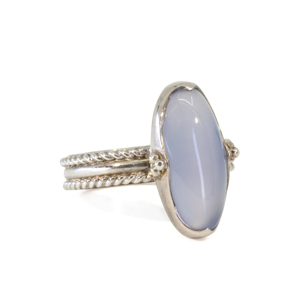 Blue Chalcedony 4.78 Carat Sterling Silver Handcrafted Ring - zo-370 - Crystalarium