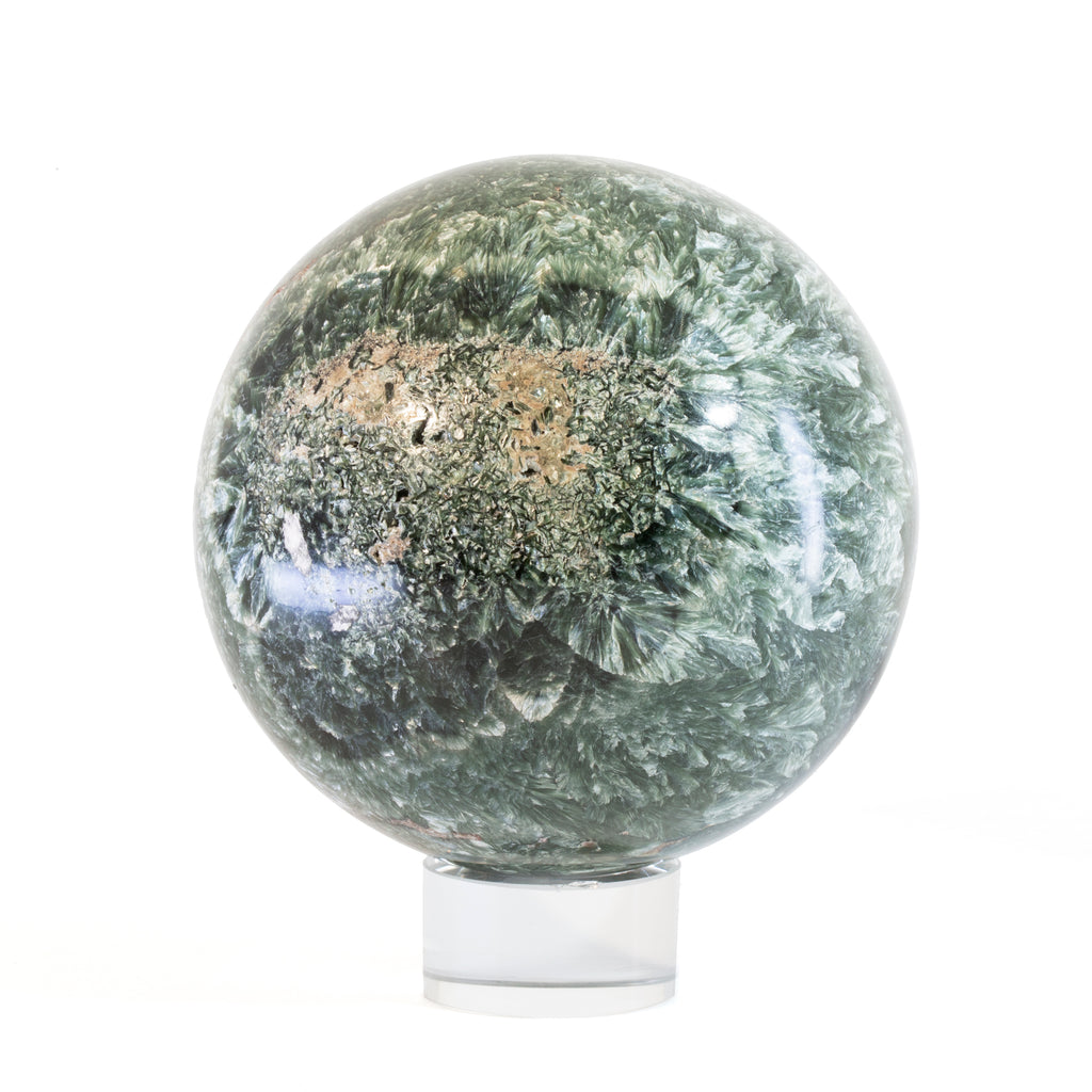 Clinochlore Seraphinite 4 inch 3.38 lb Polished Crystal Sphere - Russia - YL-156 - Crystalarium