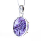 Charoite 20.65 carat Cabochon Handcrafted Sterling Silver Crown Pendant - DDO-040 - Crystalarium