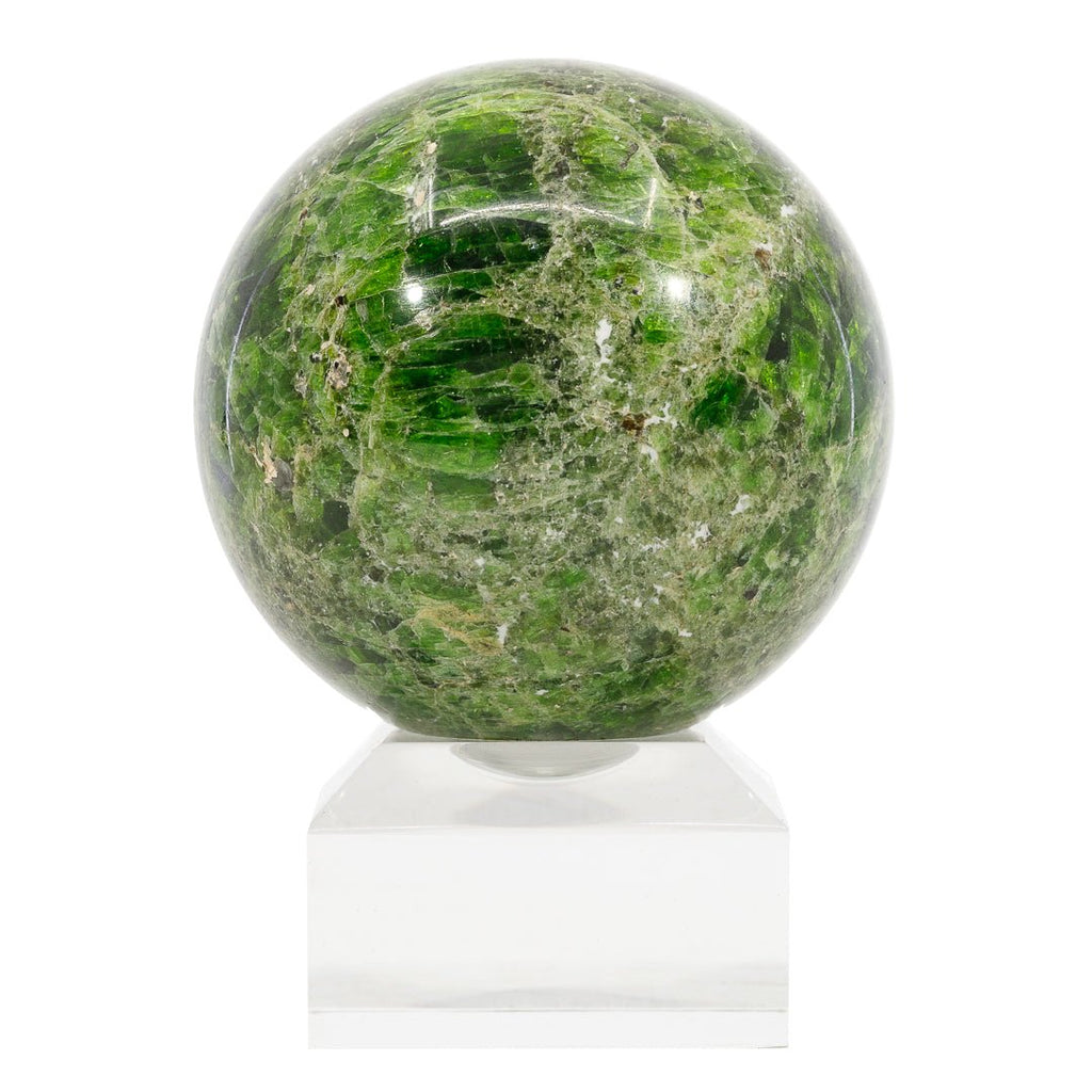 Chrome Diopside 2.24 inch 298 gram Polished Crystal Sphere - Russia - DDL-055 - Crystalarium