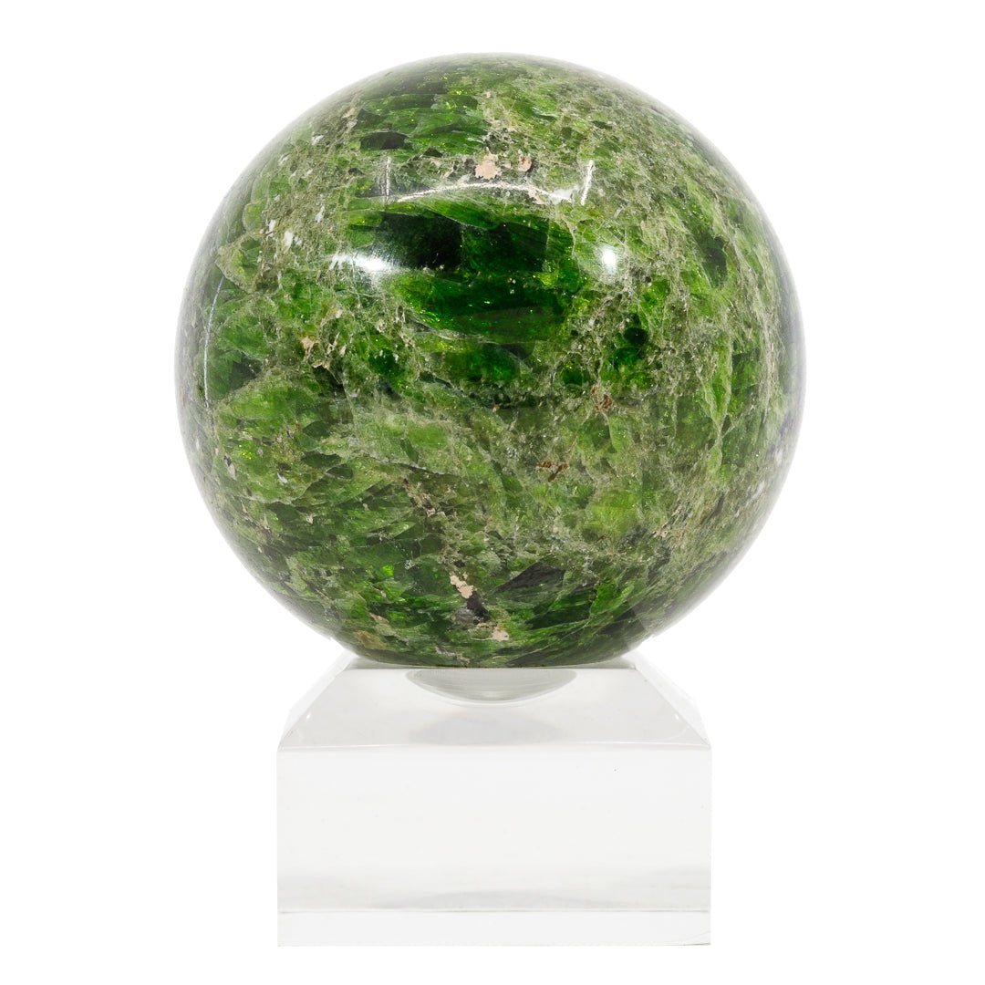 Chrome Diopside 2.24 inch 298 gram Polished Crystal Sphere - Russia - DDL-055 - Crystalarium