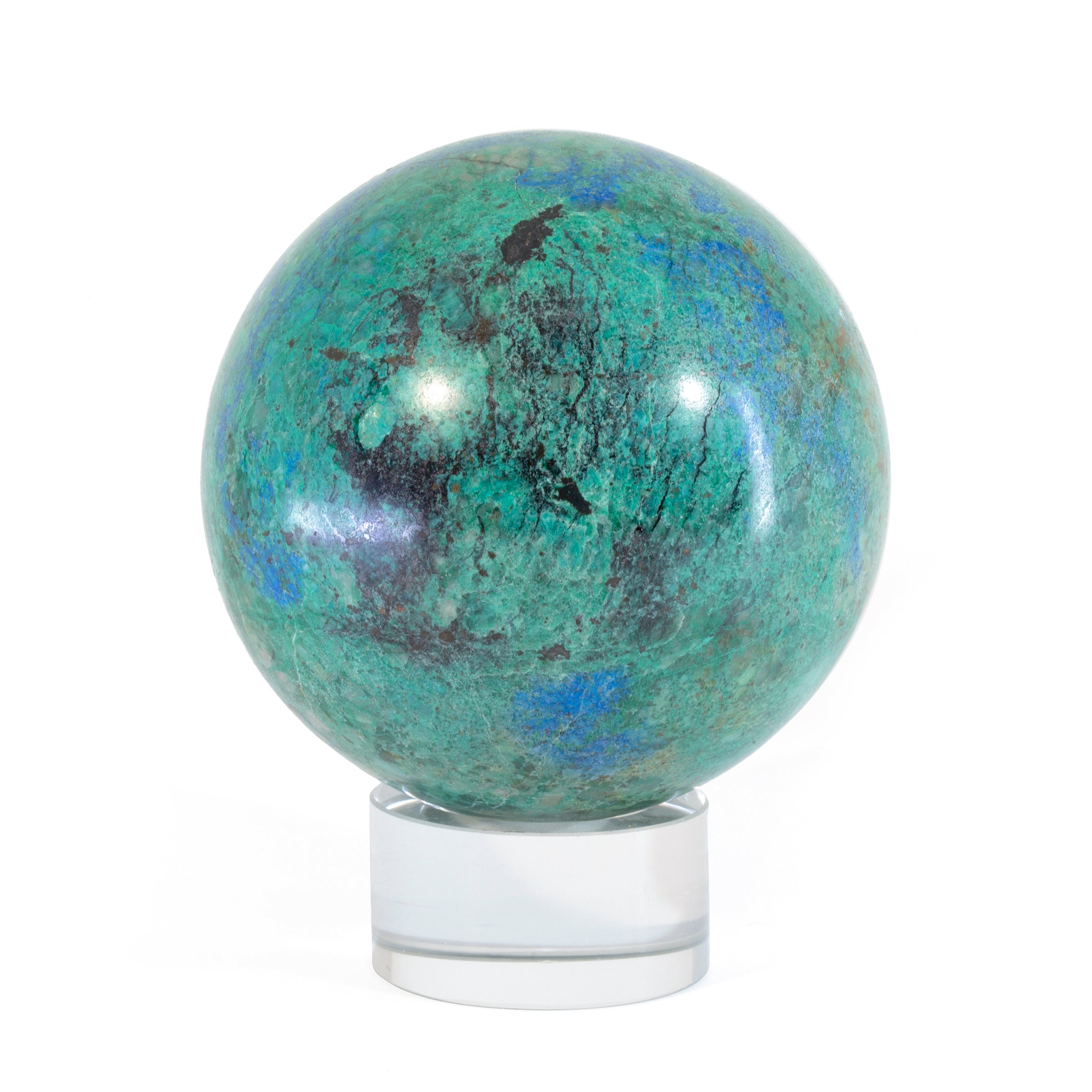 Chrysocolla 2.9 inch 1.35lb Polished Crystal Sphere - Arizona, USA - AAL-067 - Crystalarium