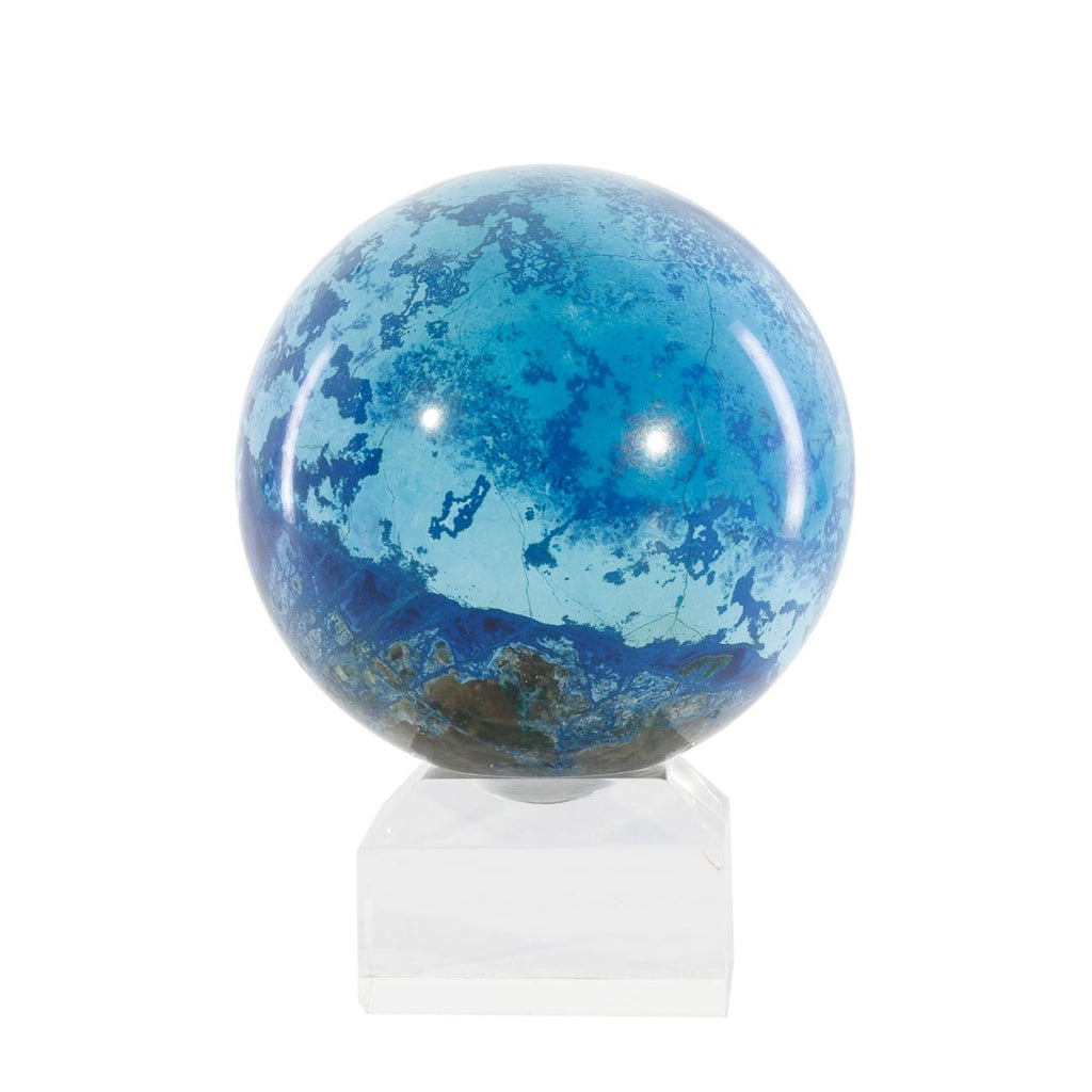 Chrysocolla, Shattuckite, and Smoky Quartz 2.5 inch .84lb Polished Crystal Sphere - Russia - KKL-011 - Crystalarium