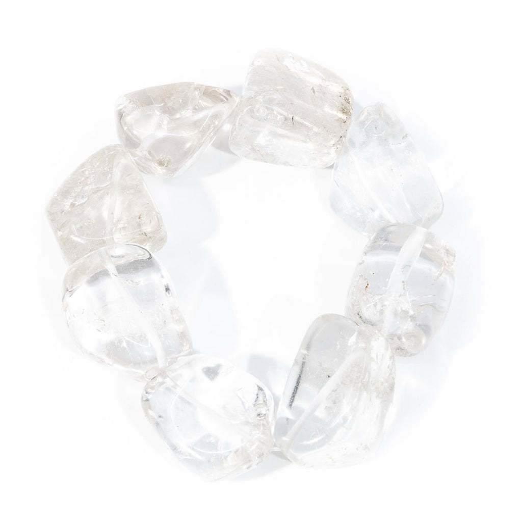 Clear Quartz Chunky Free Form Beaded Bracelet - LLW-017 - Crystalarium