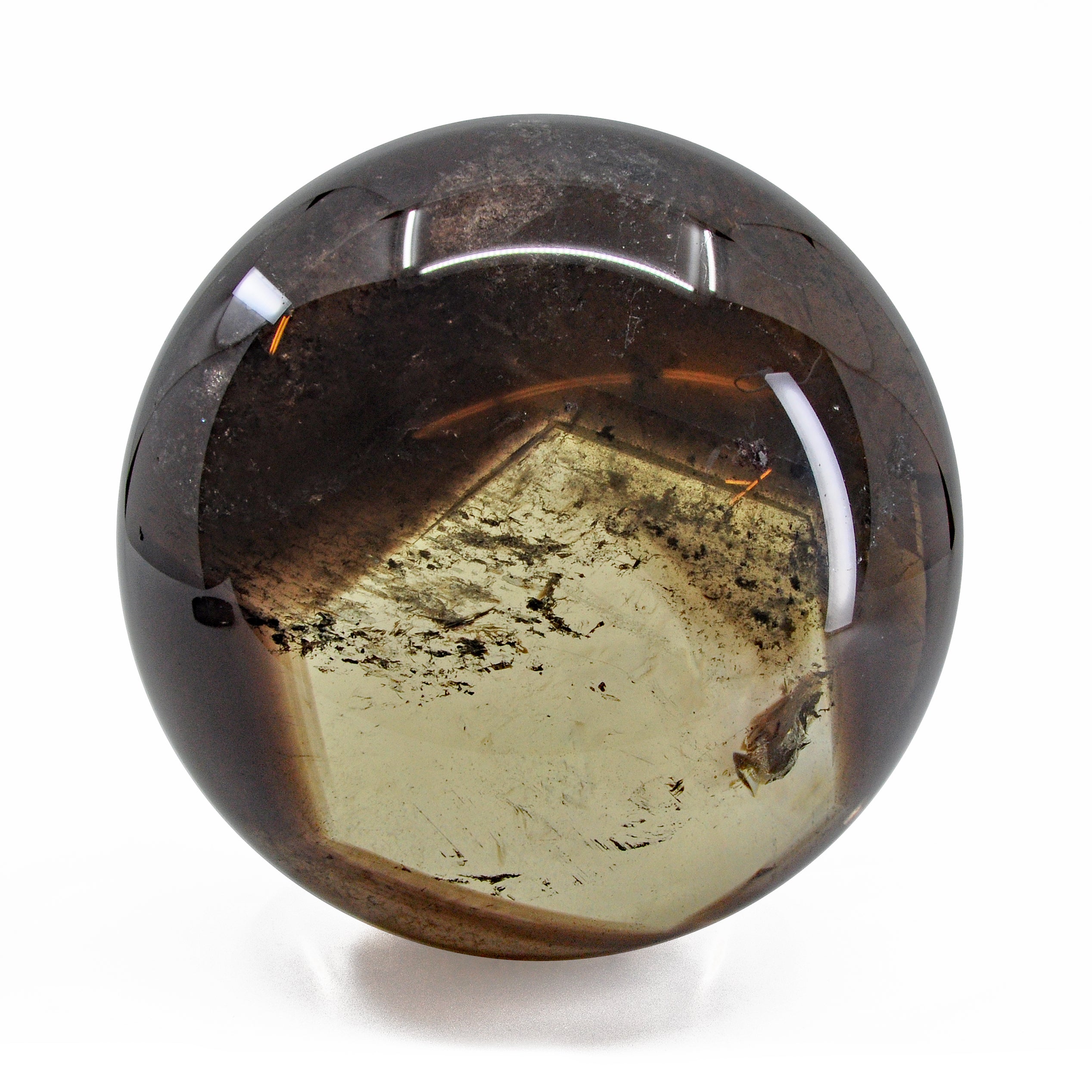 Citrine 4.46 inch 4.0 lbs Smokey Phantom Polished Crystal Sphere -Brazil - EEL-007 - Crystalarium