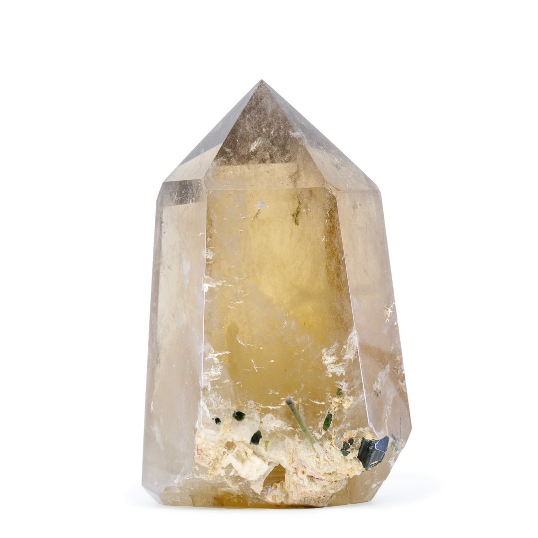 Citrine with Green Tourmaline 5.9 Inch 3.25lb Polished Crystal - Brazil - KKH-316 - Crystalarium