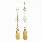 Citrine with Quartz 91.44mm 53.44 ct Faceted Briolette Handcrafted 14K Gemstone Earrings - ZO-213 - Crystalarium