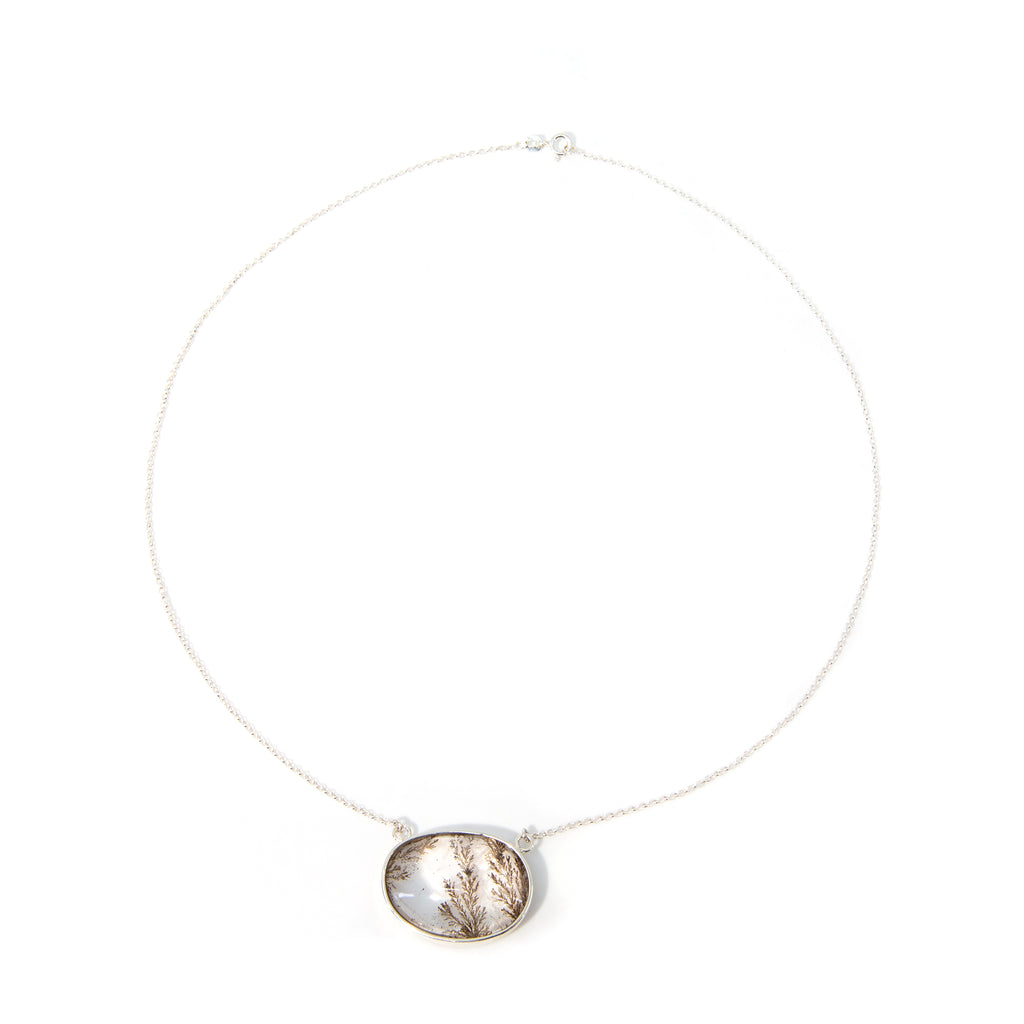 Dendritic Quartz 31 carat Handcrafted Sterling Silver Necklace - HHO-165 - Crystalarium